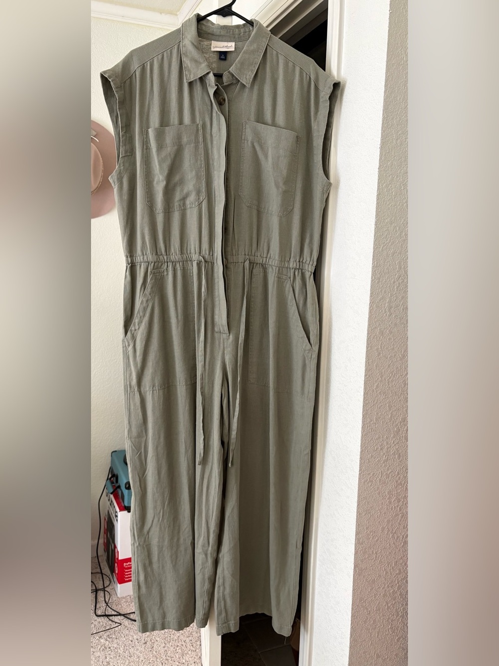 Sleeveless Utility Jumpsuit in Olive Green
